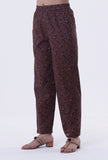 Woody Brown & White Cotton Block Printed Pant