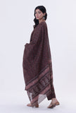 Woody Brown & White Cotton Block Printed Dupatta