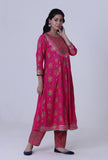 Cerise Pink Cotton Rayon Kurta
