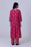 Cerise Pink Cotton Rayon Kurta