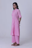 Set Of 2: Pastel Violet Cotton Kurti With Palazzo Set