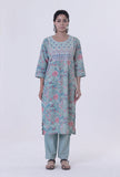 Set Of 2: Blue Cotton Kurta With Pant Set