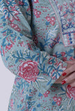 Blue Cotton Kurta With Multicolor Motif