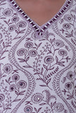 Set Of 3: White Cotton Kurta With Pant & Dupatta Set