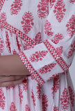 White Cotton Kurta with Pink Motif