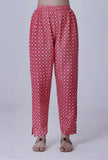 Pink Cotton Pant with White Motif