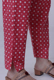 Pink Cotton Pant with White Motif