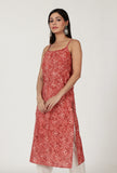 Multi Printed Red Color Cotton Slip
