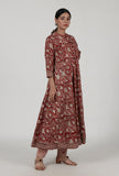 Ajrakh Printed Red Cotton Anarkali