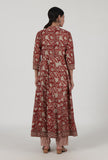 Ajrakh Printed Red Cotton Anarkali