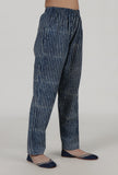 Stylish indigo blue cotton pants with prints
