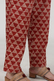 Ajrakh Printed Red Cotton Pant