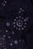 Navy Blue Color Silk Organza Embroidered Dupatta