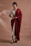 Brown cotton georgette embroidered dupatta with warm tone embroidery, ethnic festive drape accessory