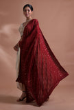 Brown Color Cotton Georgette Embroidered Dupatta
