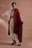 Brown Color Cotton Georgette Embroidered Dupatta