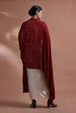 Brown Color Cotton Georgette Embroidered Dupatta