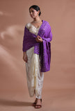 Purple Color Cotton Georgette Embroidered Dupatta