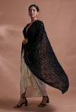 Black Color Cotton Georgette Embroidered Dupatta