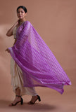 Light Purple Color Silk Organza Embroidered Dupatta