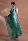 Green Color Silk Organza Embroidered Dupatta