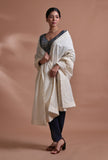 Off white cotton embroidered dupatta with delicate floral detailing, versatile ethnic drape accessory