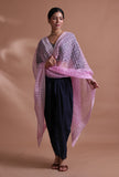 Light pink silk organza embroidered dupatta with delicate floral embroidery, romantic ethnic festive drape