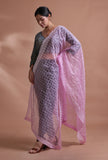 Light Pink Color Silk Organza Embroidered Dupatta
