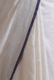 White & Blue Color Cotton Linen Saree With Unstitched Blouse
