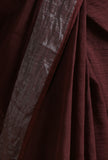 Brown Color Cotton Linen Saree With Unstitched Blouse