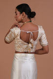 Off White Color Raw Silk Embroidered Blouse