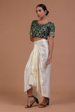 Bottle Green Color Raw Silk Embroidered Blouse