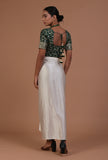 Bottle Green Color Raw Silk Embroidered Blouse