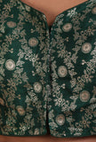 Bottle Green Color Raw Silk Embroidered Blouse