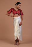 Red Color Raw Silk Embroidered Blouse