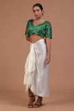 Light Green Color Raw Silk Embroidered Blouse