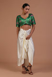Light Green Color Raw Silk Embroidered Blouse