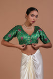Light Green Color Raw Silk Embroidered Blouse