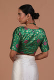 Light Green Color Raw Silk Embroidered Blouse