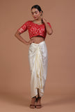 Red Color Raw Silk Embroidered Blouse
