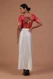 Red Color Raw Silk Embroidered Blouse