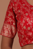 Red Color Raw Silk Embroidered Blouse
