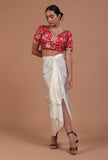 Red Color Raw Silk Embroidered Blouse