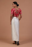Red Color Raw Silk Embroidered Blouse
