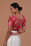 Red Color Raw Silk Embroidered Blouse