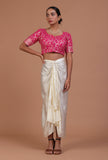 Pink Color Raw Silk Embroidered Blouse