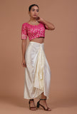 Pink Color Raw Silk Embroidered Blouse