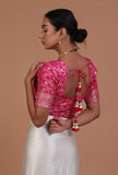 Pink Color Raw Silk Embroidered Blouse