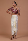 Maroon Color Raw Silk Embroidered Blouse