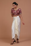 Maroon Color Raw Silk Embroidered Blouse